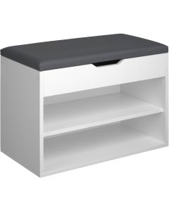 Banco sapateiro para 6 pares e acolchoado 60 x 30 x 43,5 cm, branco
