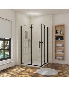 Cabine de duche retângulo fole,vidro easyclean 5mm,preto mate,80x100x190cm