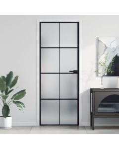 Porta interior 76x201,5 cm vidro temperado e alumínio preto weg6574