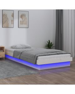 Estrutura cama c/ LED solteiro 90x190 cm madeira maciça branco pt9184