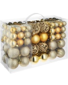 Conjunto de 100 bolas de navidad com cordón incluido, dorado