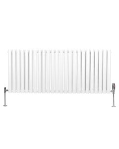 Radiador de coluna oval 600 x 1440mm e válvulas cromadas trv | branco