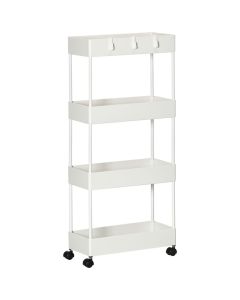 Carrinho auxiliar 40x19x90 cm aço e abs color blanco Homcom, casa - cozinha
