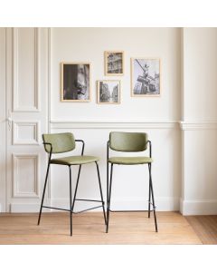 Conjunto de 2 bancos de bar de imitação verde léon