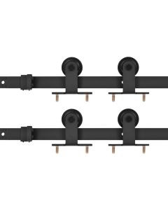 Kit de ferragens para porta de correr vidaxl, aço preto, 2 peças, 183 cm