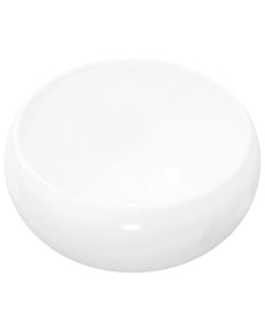 Lavatório redondo em cerâmica branco 40x15 cm