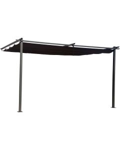 Pérgola de parede em metal com cobertura retrátil – 3 × 4 m – cinzento