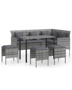 vidaXL set de sofás en forma de l 5 pzas cojines ratán sintético gris