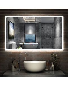 Espelho de casa de banho LED 120×70cm + bluetooth + anti-embaciamento