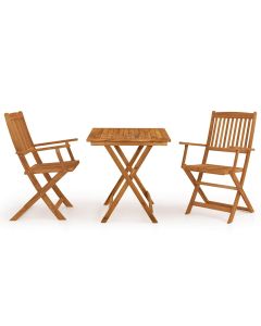 vidaXL comedor de jardín plegable 3 piezas madera maciza de acacia