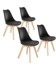4 cadeiras de sala de jantar, acolchoado, ergonómicas e estables, preto