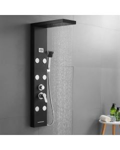 Coluna de chuveiro - auralum max - aço inoxidável - painel lcd - 6 jatos hi