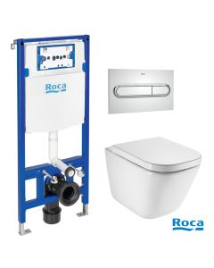 Cisterna roca duplo,botão pl1 cromado br com sanita suspensa roca the gap