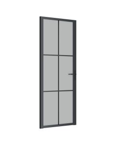 Porta interior 76x201,5 cm vidro e alumínio preto mate