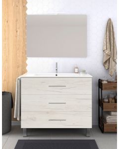 Móvel de banho ribera com lavatório y espelho nordic branco 60x35cm