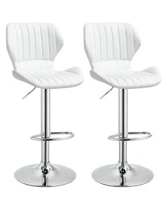 Conjunto de 2 bancos de bar 47x51.5x113.5cm couro pu, metal color blanco