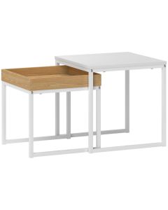 Conjunto de 2 mesas auxiliare 45x45x45 cm mdf e aço color blanco Homcom