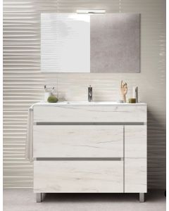 Móvel de banho caprera, lavatório y espelho nordic branco 100x45cm