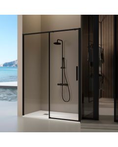 Mampara con puerta corredera delta negro  159-160 cm