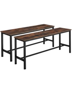 Set de 2 bancos de estilo industrial 108x325x50 cm madeira oscura