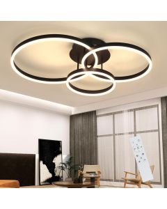 Nettlife lâmpada de teto LED preta ajustável, 82cm, controle remoto, 74w,