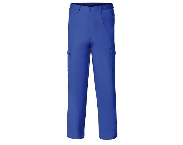 Pantalon de trabajo largo, color azul, multibolsillos, resistente, talla 60