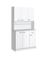 Armário de cozinha 101x39x180 cm placa pb, metal color blanco Homcom