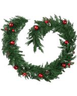Guirnalda de navidad verde com bolas e piñas de abeto 2,7 m verde