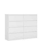 Cómoda demi - 8 gavetas - branco brilhante 140 cm