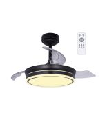 Ventoinha de teto pequeno retrátil com luz LED 46w perla mini preto 3cct