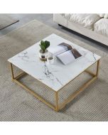 Meubles cosy - mesa de centro escandinava quadrada metal dourado mármore