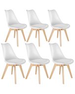 6 cadeiras de sala de jantar, acolchoado, ergonómicas e estables, branco