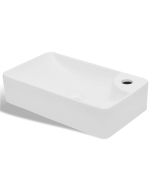 Pia de cerâmica para banheiro + furo torneira, branco