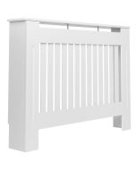 Cubierta para radiador de lamas, tablero mdf, 112 x 19 x 82 cm, branco