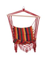 Cadeira rede suspensa madeira, algodão e poliéster
