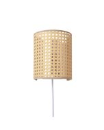 Aplique de parede boho natural com abajur em rotim bege E27