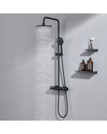 Coluna de chuveiro termostática 38 ° c conjunto de chuveiro preto com 3 mod