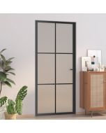 Porta interior 93x201,5 cm vidro fosco e alumínio preto weg3167