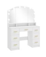 Toucador 110x40x150 cm mdf e vidro color blanco Homcom, casa - quarto