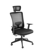 Cadeira de escritório ergonómica com reposacabezas ajustável, preto