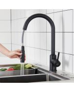 Torneira misturadora de cozinha cecipa com spray extraível, preta, torneira