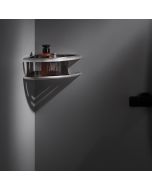 Portasapone angular cinza em aço inox 304 e latão com acabamento cromado