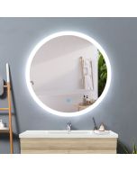 Aica espejo de baño LED redondo 60cm,interruptor táctil,antivaho