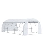 Estufa tipo túnel 6x3x2m pe e aço galvanizado color blanco Outsunny