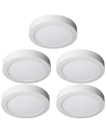 Pack 5 downlight LED 18w 6000ºk superfície branca redonda ø210x37 mm