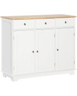 Aparador de cozinha 101x40x85 cm mdf e madeira de borracha color blanco