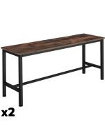 Set de 2 bancos de estilo industrial 108x325x50 cm madeira oscura