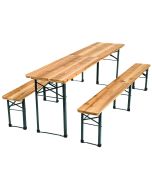 Tectake® conjunto mesa e bancos dobráveis madeira abeto compacto 3 peças