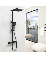 Aica coluna de chuveiro termostática matte black 30x30cm chuveiro superior