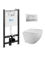 Pack cisterna roca active e botão cromado mate com sanita round da kp